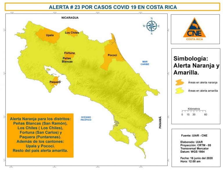 Cañas, Bebedero y Las Juntas vuelven a la alerta amarilla por COVID-19