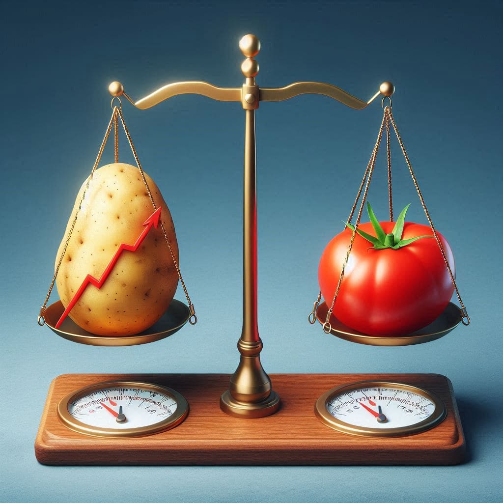 Imagen principal del artículo: INEC: El precio de la papa sigue en aumento, mientras que el del tomate registra una disminución
