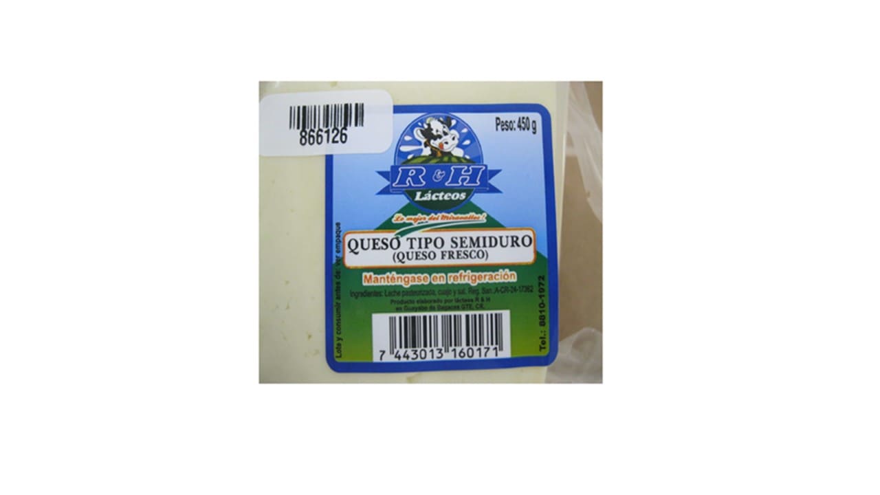 Imagen principal del artículo: Salud advierte presencia de bacteria peligrosa en queso fresco de la marca Lácteos R&H