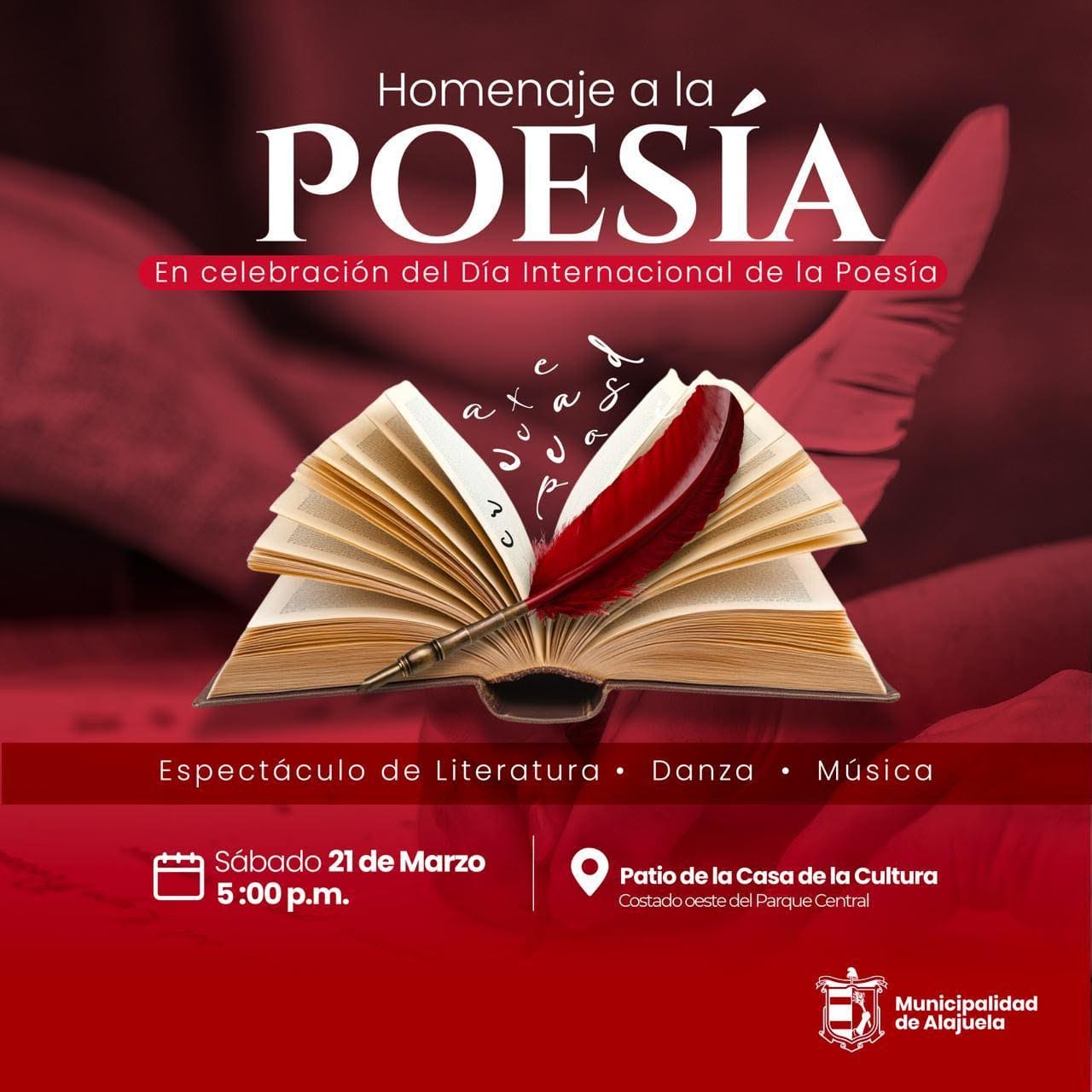 Imagen principal del artículo: Homenaje a la poesía reunirá a artistas nacionales e internacionales en Alajuela